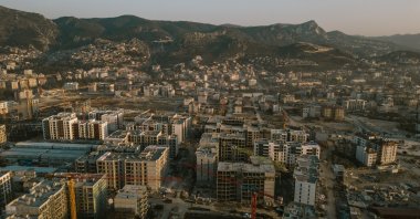 This aerial view shows Housing Development Administration (TOKI) construction areas in Antakya, Hatay, southeastern Türkiye, Jan. 29, 2025. (AFP Photo)