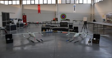 Unmanned aerial vehicles (UAVs) developed by Turkish defense firm BMS Defence Technologies (BMS Defence) are seen at an undisclosed location, Türkiye, Feb. 5, 2025. (AA Photo)