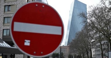 The headquarters of the European Central Bank (ECB) is pictured before a news conference on the eurozone's monetary policy, Frankfurt, Germany, Jan. 30, 2025. (AFP Photo)