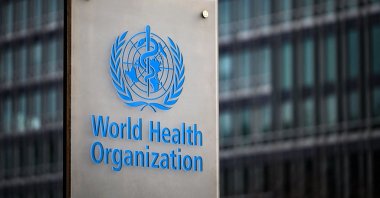 The sign of the World Health Organisation (WHO) at their headquarters, Geneva, Switzerland, Dec. 7, 2021. (AFP Photo)