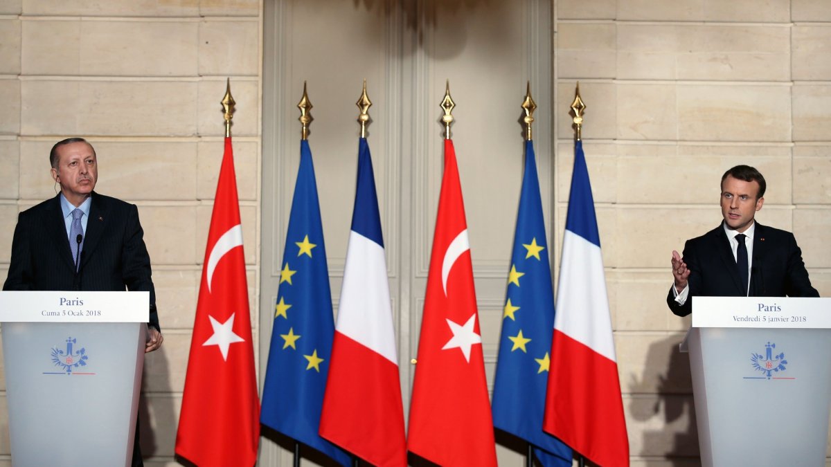 President Recep Tayyip Erdoğan speaks at a joint news conference with his French counterpart Emmanuel Macron in the capital Ankara, May 13, 2020. (Courtesy of the Turkish Presidency, File)