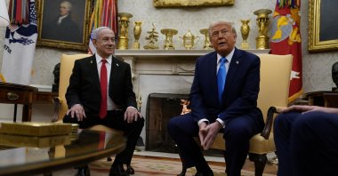 U.S. President Donald Trump (R) meets with Israeli Prime Minister Benjamin Netanyahu in the Oval Office at the White House, Washington, U.S., Feb. 4, 2025. (Reuters Photo)