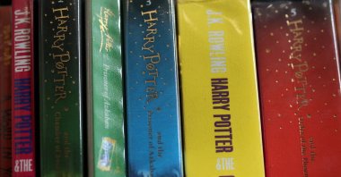 Books from the Harry Potter series by author J.K. Rowling are seen on a shelf inside Widnes Library, Widnes, U.K., Sept. 12, 2018. (Reuters Photo)