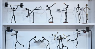 The metal artpieces made by Zekeriya Kurtoğlu are displayed at his workshop in Ankara, Türkiye, Feb. 9, 2025. (AA Photo)