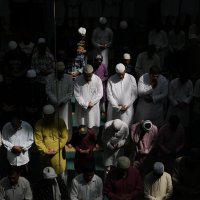 Indian Muslims offer prayers on the first Friday of the holy Islamic month of Ramadan at a mosque in Prayagraj, Uttar Pradesh state, India, March 15, 2024. (AP Photo)