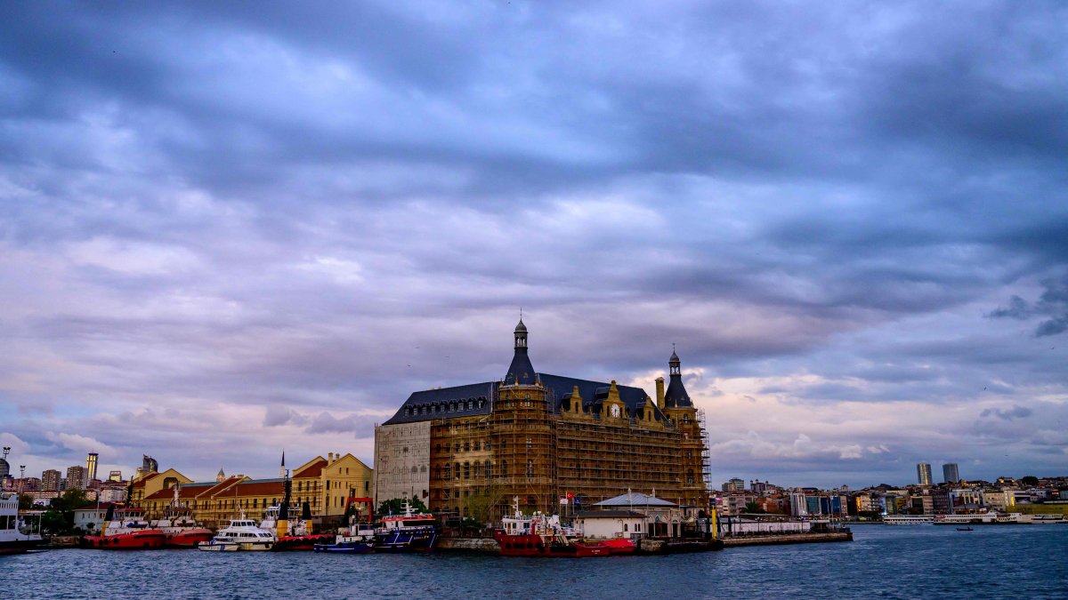 Haydarpaşa train station and port at sunset, Istanbul, Türkiye, Sept. 30, 2024. (AFP Photo)