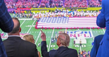 U.S. President Donald Trump and Ivanka Trump (L) watch the pre-game show before Super Bowl LIX at Caesars Superdome, New Orleans, Louisiana, U.S., Feb. 9, 2025. (AFP Photo)