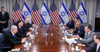U.S. Defense Secretary Pete Hegseth (R) and Israeli Prime Minister Benjamin Netanyahu attend a meeting at the Pentagon, Washington, U.S., Jan. 5, 2025. (Reuters Photo)