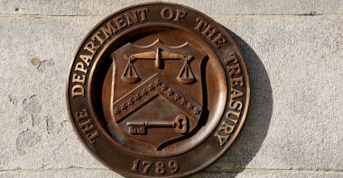 A bronze seal for the Department of the Treasury is shown at the U.S. Treasury building in Washington, U.S., Jan. 20, 2023. (Reuters Photo)