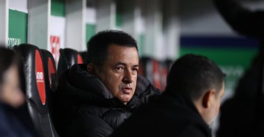 Fenerbahçe&#039;s Vice President, Acun Ilıcalı looks on during the Süper Lig match against Konyaspor at the Medaş Konya Büyükşehir Stadium, Konya, Türkiye, Jan. 13, 2025. (AA Photo)