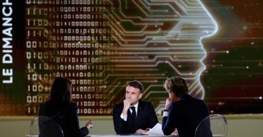 French President Emmanuel Macron attends an interview on national television, ahead of the Artificial Intelligence Action Summit at the Grand Palais, Paris, France, Feb. 9, 2025. (Reuters Photo)