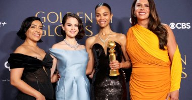 From left to right, Adriana Paz, Selena Gomez, Zoe Saldana and Karla Sofia Gascon pose at the 82nd Golden Globe Awards in Beverly Hills, California, U.S., Jan. 5, 2025. (Reuters Photo)