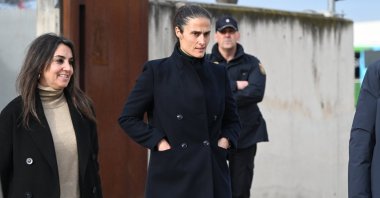 Spanish women&#039;s national team head coach Montse Tome (C) leaves after testifying in a session in the trial against Luis Rubiales and three co-defendants, Madrid, Spain, Feb. 10, 2025. (EPA Photo)