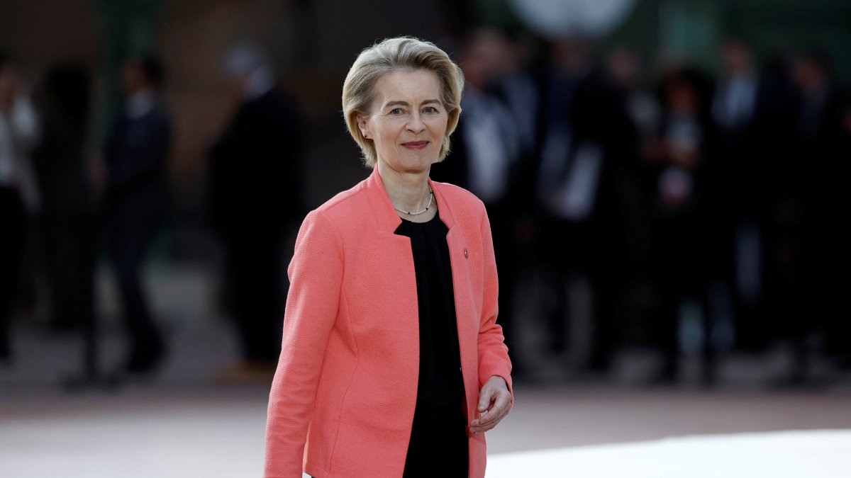 European Commission President Ursula von der Leyen arrives to attend the Artificial Intelligence Action Summit, Paris, France, Feb. 11, 2025. (Reuters Photo)