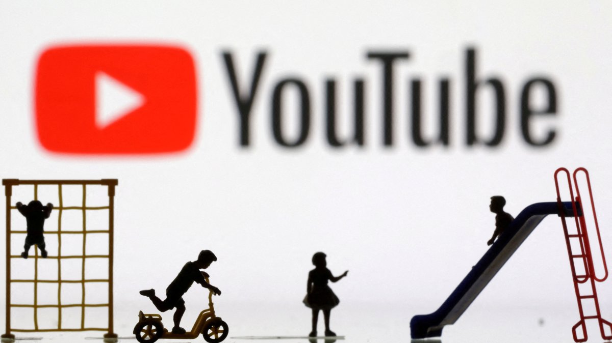 Children&#039;s playground miniatures are seen in front of a YouTube logo in this illustration taken April 4, 2023. (Reuters Photo)