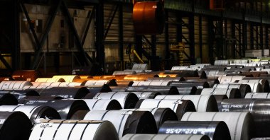 Stainless steel metal coils are seen at the Belgian site of stainless steel maker Aperam, which has been forced to slow production due to spiraling energy prices, Genk, Belgium, Sept. 22, 2022. (Reuters Photo)