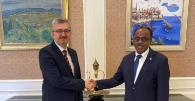Deputy Foreign Minister Burhanettin Duran (L) meets with State Minister for Foreign Affairs Ali Mohamed Omar, Mogadishu, Somalia, Feb 10, 2025. (Courtesy of the Turkish Foreign Ministry)