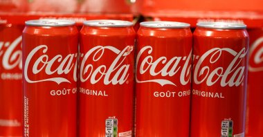 Cans of Coca-Cola are displayed on a shelf in a supermarket in Le Bourget near Paris, France, Jan. 29, 2025. (Reuters Photo)