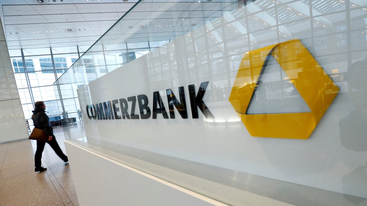 A company logo is pictured at the headquarters of Germany&#039;s Commerzbank AG in Frankfurt, Germany, Feb. 13, 2020. (Reuters Photo)