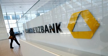 A company logo is pictured at the headquarters of Germany&#039;s Commerzbank AG in Frankfurt, Germany, Feb. 13, 2020. (Reuters Photo)
