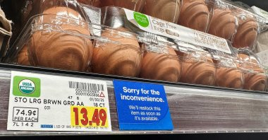 Eggs for sale at a supermarket in Monterey Park, California, U.S., Feb. 10, 2025. (AFP Photo)