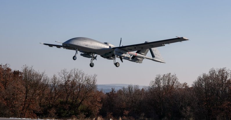 The Bayraktar TB3 drone, developed by Turkish defense company Baykar, is seen airborne during a test flight, Türkiye, Jan. 18, 2025. (IHA Photo)