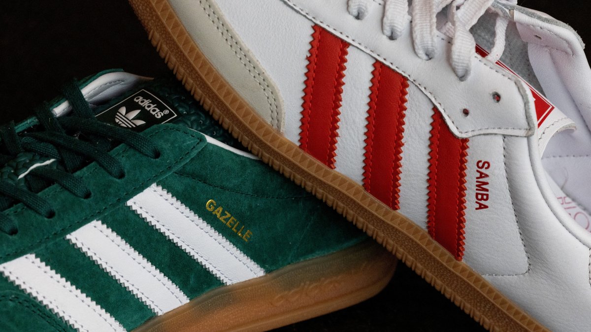 Adidas Samba and Gazelle sneakers for sale are seen at a shop in Berlin, Germany, May 2, 2024. (Reuters Photo)