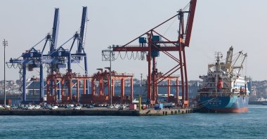 A cargo ship is anchored at Haydarpaşa Port in Istanbul, Türkiye, Feb. 13, 2025. (Reuters Photo)