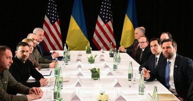 Delegations headed by U.S. Vice President JD Vance and Ukrainian President Volodymyr Zelenskyy meet on the sidelines of the 61st Munich Security Conference (MSC) in Munich,  Feb. 14, 2025. (AFP Photo)