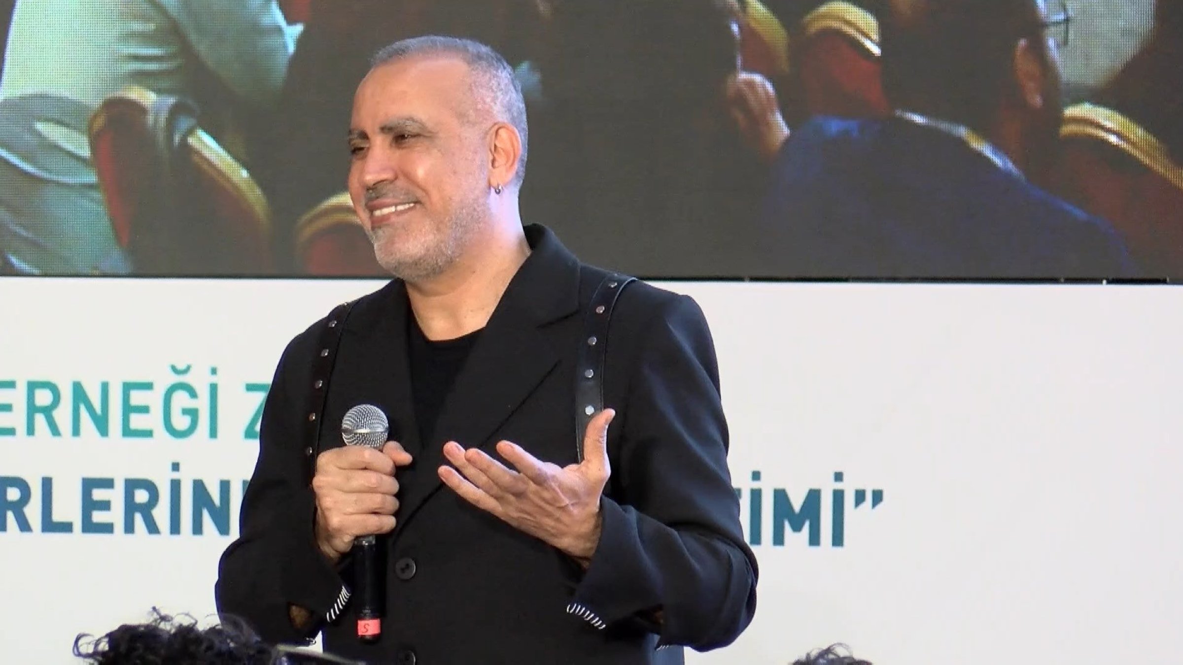 Haluk Levent speaks at an event for his charity AHBAP, Istanbul, Türkiye, March 27, 2024. (DHA Photo)