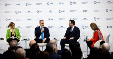 Foreign Minister Hakan Fidan (2nd L) speaks at a panel at the Munich Security Conference in Munich, Germany, Feb. 15, 2025. (AA Photo)