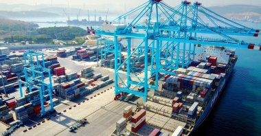 A general view of cranes and ships at the port of Aliağa, Izmir, western Türkiye, Feb. 14, 2025. (IHA Photo)