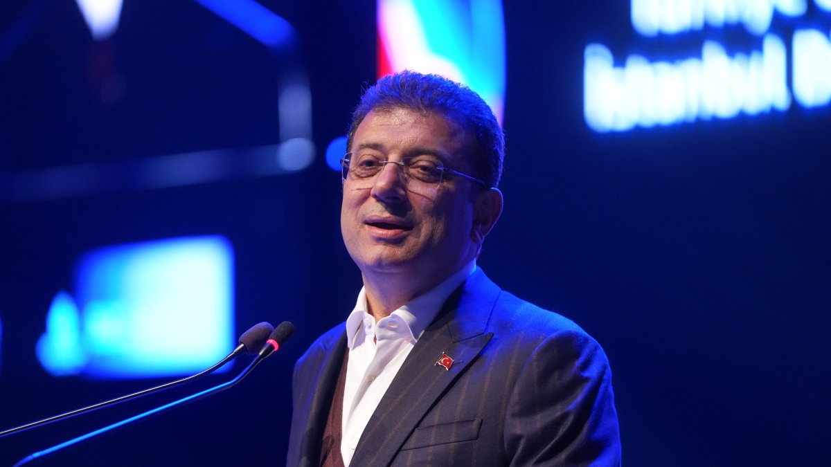Istanbul Mayor Ekrem Imamoğlu speaks at an event in Istanbul, Türkiye, Feb. 11, 2025. (AA Photo)