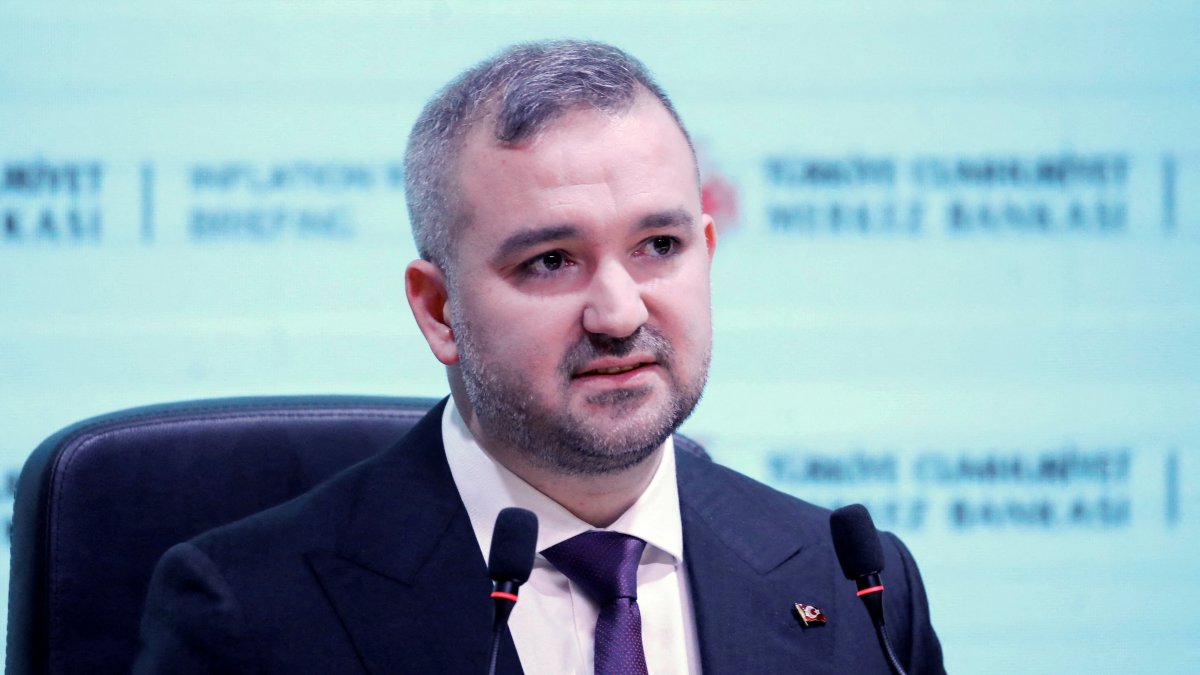 The Central Bank of the Republic of Türkiye (CBRT) Governor Fatih Karahan speaks during a news conference in Istanbul, Türkiye, Feb. 7, 2025. (Reuters Photo)