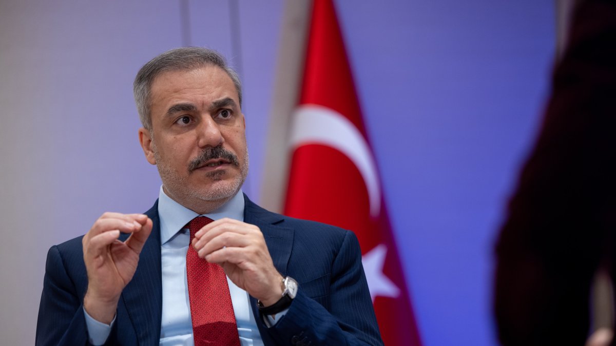 Foreign Minister Hakan Fidan speaks to TRT World at the Munich Security Conference, Munich, Germany, Feb. 16, 2025. (AA Photo)