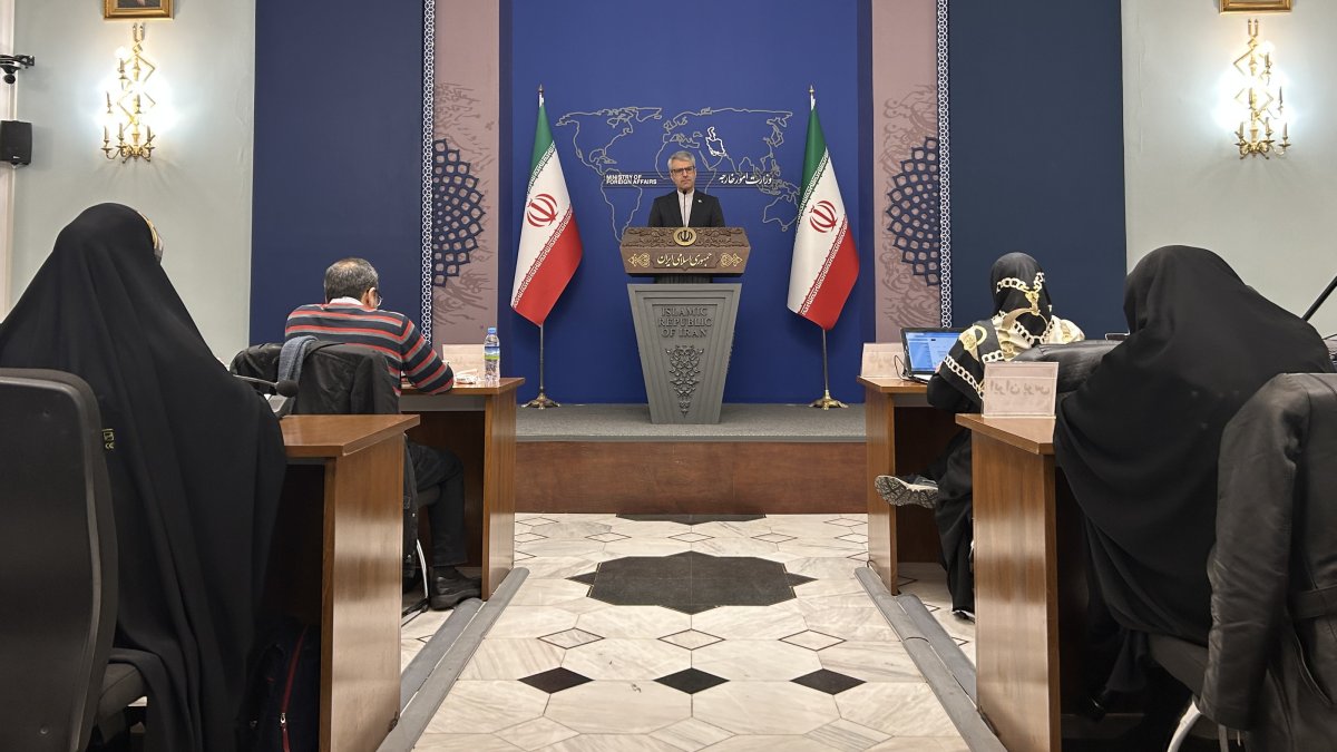 Iranian Foreign Ministry spokesperson Esmaeil Baghaei speaks at a press conference in Tehran, Iran, Feb. 17, 2025. (AA Photo)