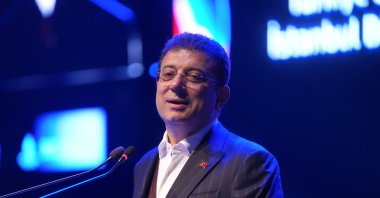 Istanbul Mayor Ekrem Imamoğlu speaks at an event in Istanbul, Türkiye, Feb. 11, 2025. (AA Photo)