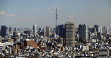 Office and residence buildings are pictured from an observatory deck at the Shinjuku business district, Tokyo, Japan, Feb. 10, 2025. (EPA Photo)
