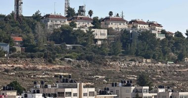 The Israeli settlement of Psagot in the occupied West Bank, located on Tawil hill, overlooks the Palestinian cities of Ramallah and al-Bireh, Jan. 21, 2025. (AFP Photo)