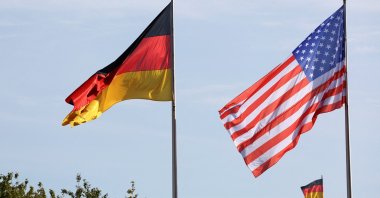 The U.S. and Germany flags flutter as German President Frank-Walter Steinmeier welcomed then-U.S. President Joe Biden, Bellevue Palace, Berlin, Germany, Oct. 18, 2024. (Reuters Photo)