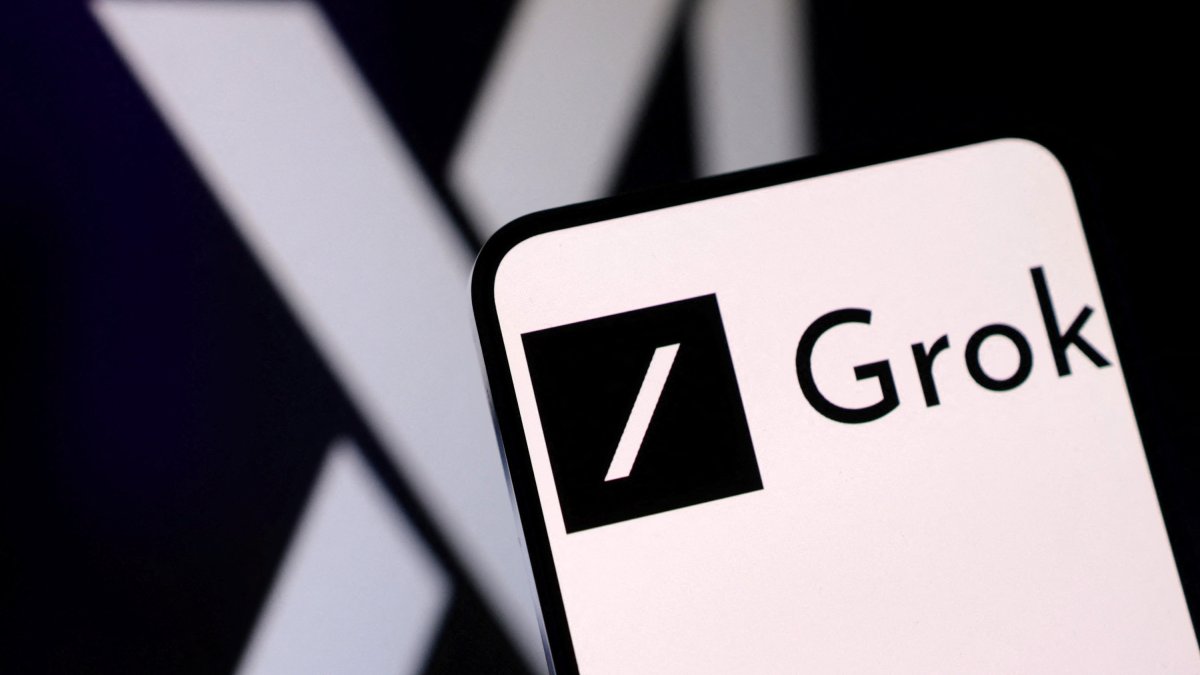 An illustration shows the xAI and Grok logos, Feb. 16, 2025. (Reuters Photo)