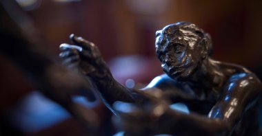 A closeup of the bronze sculpture &quot;L&#039;Age mur&quot; (&quot;The Mature Age&quot;) by French sculptor Camille Claudel, found by chance in an uninhabited flat, Paris, France, Dec. 16, 2024. (AFP Photo)
