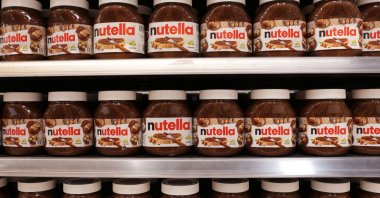 Jars of Nutella are displayed on a shelf in a supermarket in Sarajevo, Bosnia-Herzegovina, Oct. 29, 2024. (Reuters Photo)