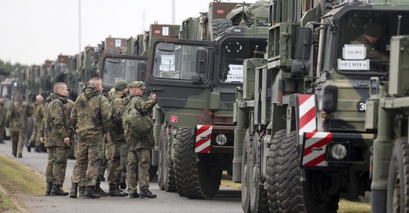 Air Defense Missile Group 24 begins moving the first two of three committed Patriot air defense missile squadrons from Germany to Poland, Gnoien, Germany, Jan. 23, 2023. (AP Photo)