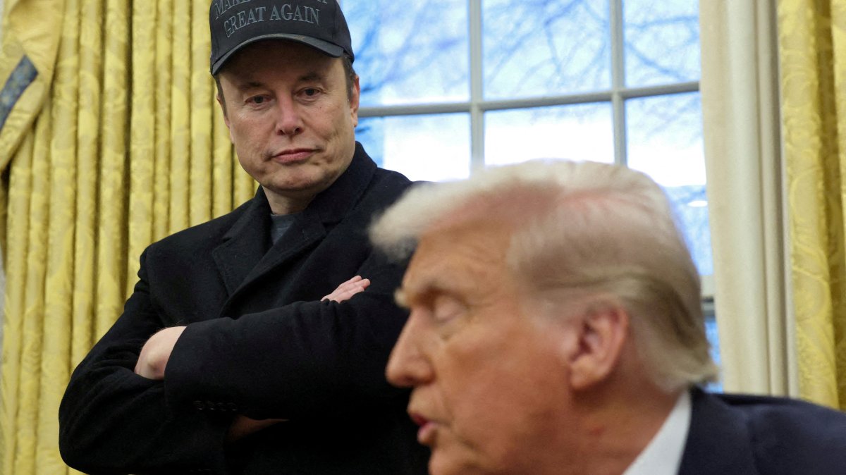 Elon Musk listens to U.S. President Donald Trump speak in the Oval Office of the White House, Washington, U.S., Feb. 11, 2025. (Reuters Photo)