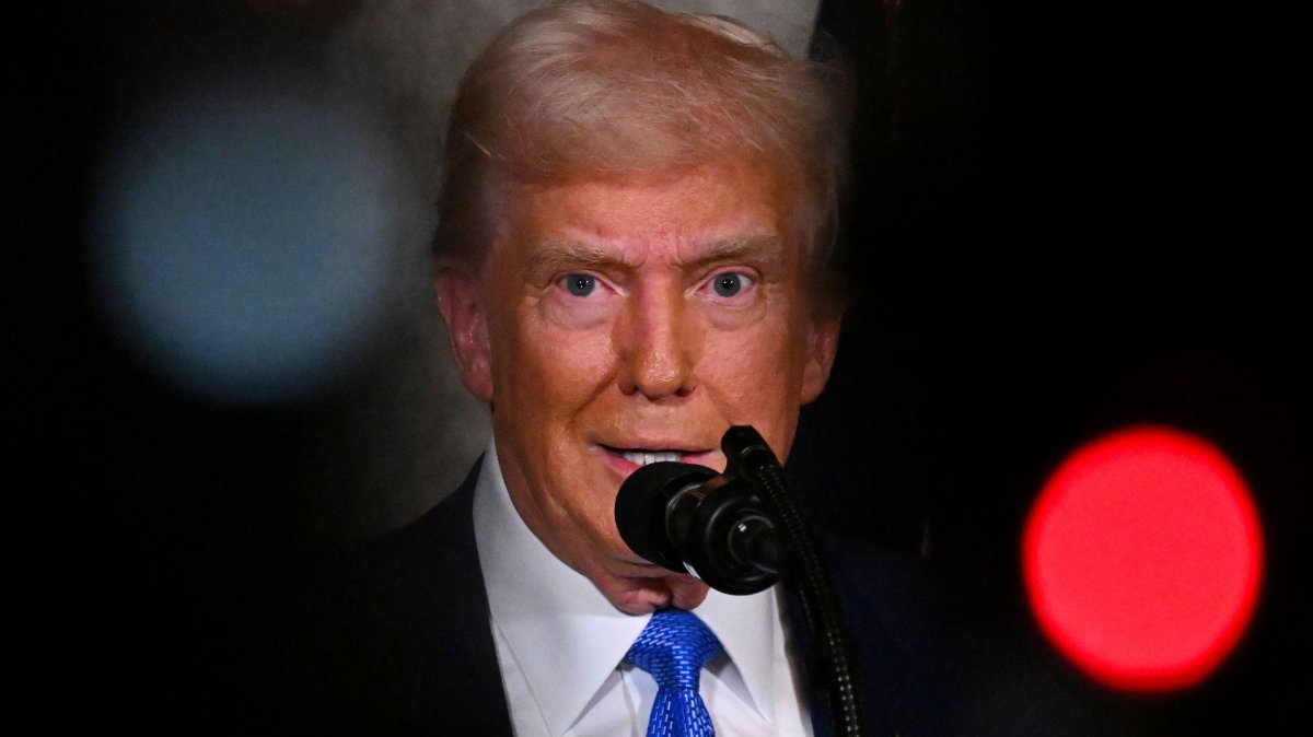U.S. President Donald Trump speaks at his Mar-a-Lago resort in Palm Beach, Florida, Feb. 18, 2025. (AFP Photo)