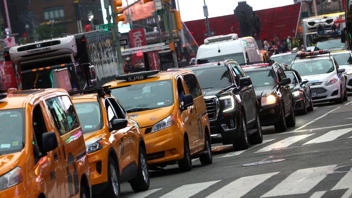 Vehicles sit in a line of traffic in Times Square in Manhattan in New York City, U.S., June 27, 2023. (Reuters File Photo)