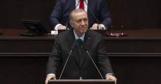 President Recep Tayyip Erdoğan speaks at a parliamentary meeting of his ruling Justice and Development Party (AK Party), Ankara, Türkiye, Feb. 19, 2025. (AA Photo)