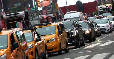 Vehicles sit in a line of traffic in Times Square in Manhattan in New York City, U.S., June 27, 2023. (Reuters File Photo)
