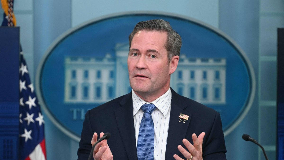 U.S. National Security Advisor Mike Waltz speaks during the daily press briefing in the Brady Briefing Room of the White House in Washington, D.C., Feb. 20, 2025. (AFP Photo)